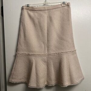 J. Crew Cream Wool Skirt with Ruffle